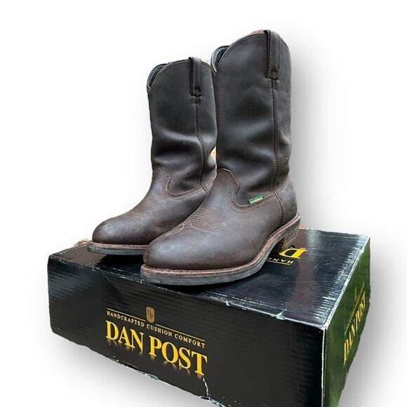 Dan Post Albuquerque Brown Leather Waterproof Pull on Boots Men's size 10 EW - Picture 4 of 12